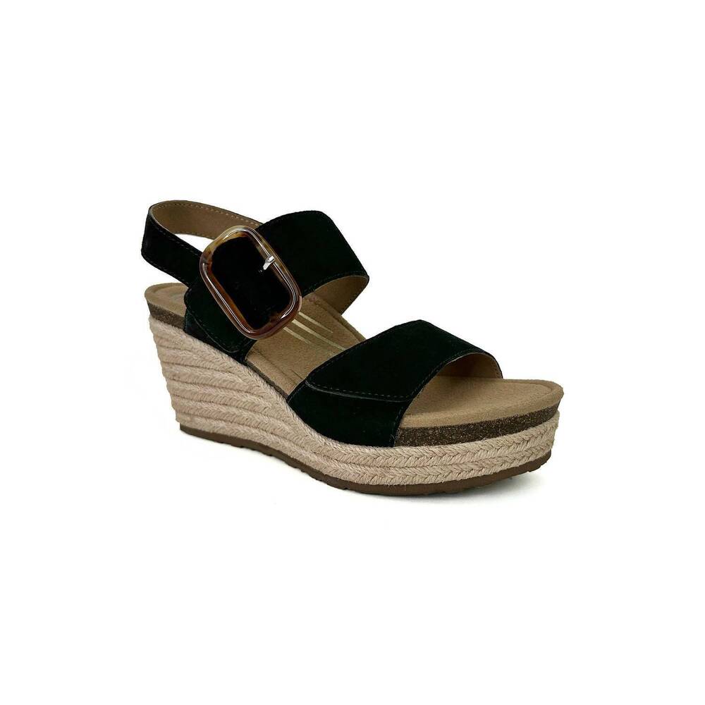 NEW AETREX women's ashley wedge sandal in black